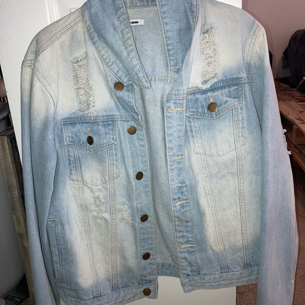 Fashion Nova Distressed Denim Jacket Women’s 1X